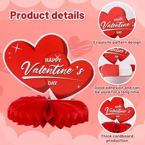Valentine Table Centerpiece, 10Pcs Pink Heart Table Topper Decor