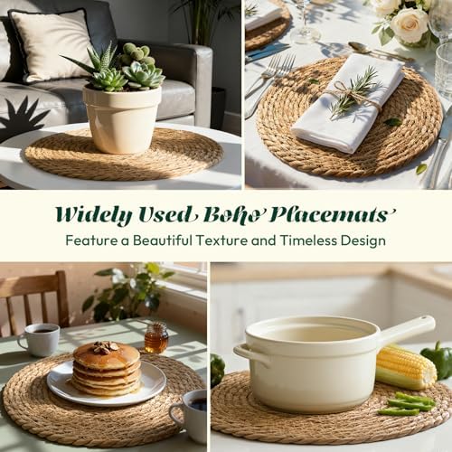 13" Round Woven Placemats Set of 24, Heat Resistant Plate Chargers