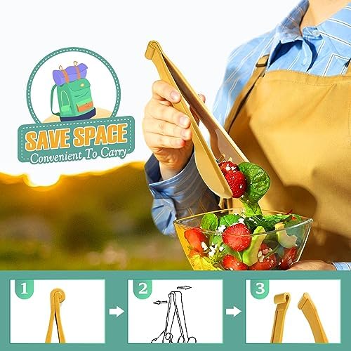 Reusable Plastic Serving Utensils Set of 12, 10" Wheat straw Large Serving set Serving Spoons/Slotted Spoons/Tongs, for Party Buffet Catering (Orange/Blue/Yellow/Green, Not for Cooking)