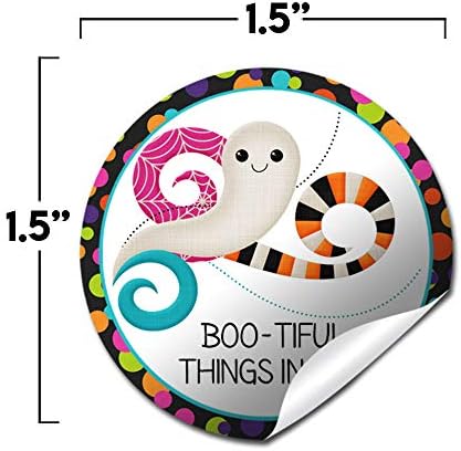 Ghost Thank You Stickers, Halloween Thank You Stickers, 60 Pack 1.5 Inch Round Customer Appreciation Labels for Small Business Orders, Boxes, Bags & Envelopes by Amanda Creation, Ghost Theme