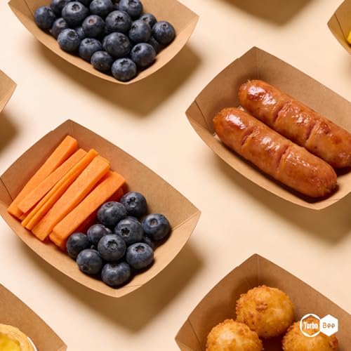 Disposable Paper Food Trays 2lb, 1000 Pack Bulk Brown Paper Boats - Heavy Duty Construction with Grease-Resistant Coating for Restaurants, Concessions, Delivery Pros