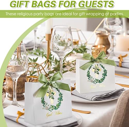 Colarr 36 Pieces First Communion Gift Bags Religious Baptism God Bless Paper Gift Party Favor Goodie Treat Candy Bags for Boys and Girls Christenings Easter Weddings Holiday Party Supplies (Pack of 2)