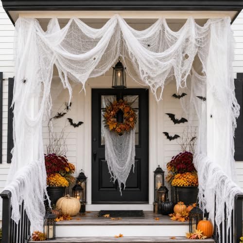 600 x 80 in Halloween Creepy Cloth for Yard and Outdoor Decorations, White