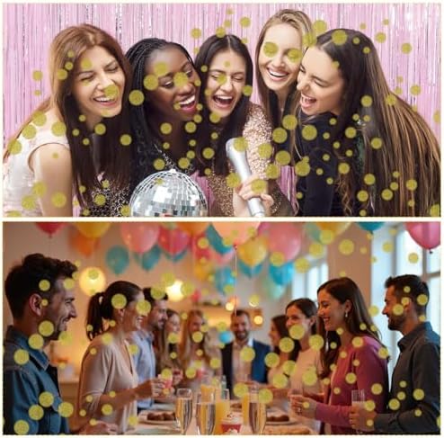 200 PCS Gold Confetti Glitter for Tables, Round Gold Table Confetti, Glitter Golden Dots Decorations for Birthday Party Anniversary Supplies Bridal Baby Shower Party Wedding Decor