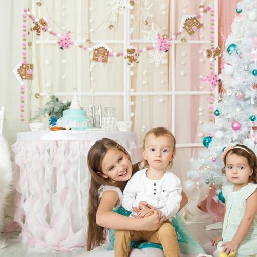 Jansun 8.2 Ft Pink Christmas 3D Felt Garland
