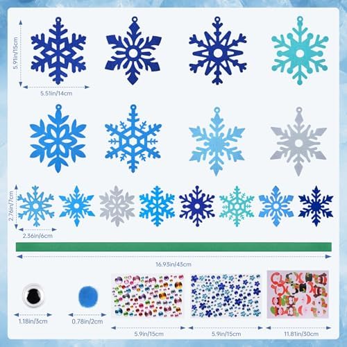 Ruicnte 24 Set Snowflake Ornament Crafts Bulk for Christmas Winter Activity
