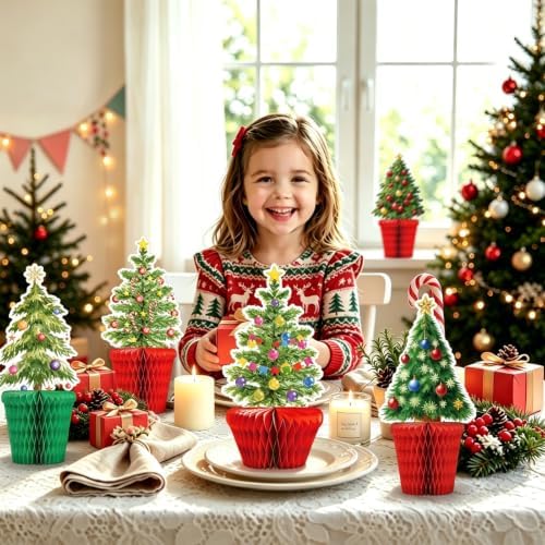 Christmas Tree Honeycomb Centerpieces 9Pcs