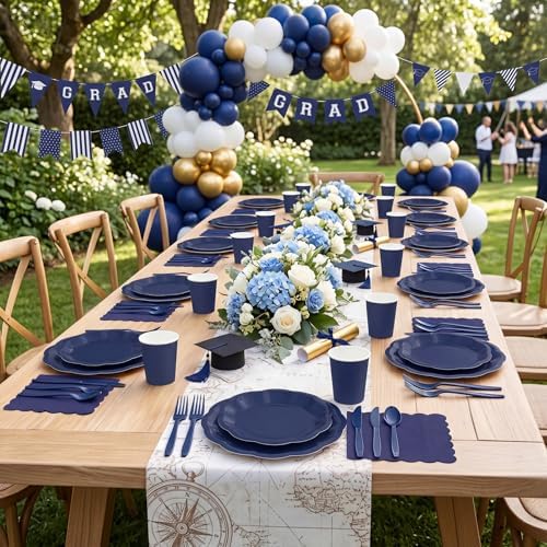 175 Pcs Navy Blue Plates and Napkins Serve Blue Party Supplies 25 Guest
