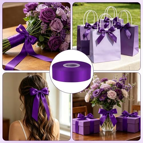1In 30Yards Dark Purple Satin Ribbon for Gift Wrapping Halloween Mardi Gras
