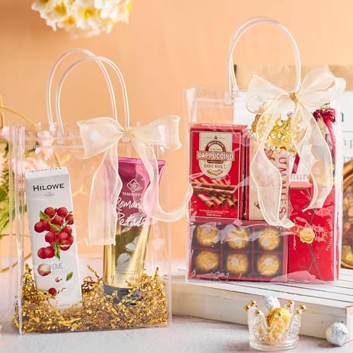 Ohuimrt 30 Pack 7.9" x 3.15" x 9.84" Clear Plastic Gift Bags with Handles