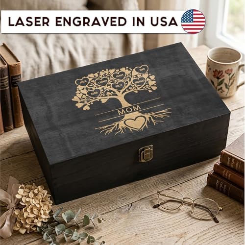 Gift for Mom or Grandma, Personalized Family Tree Memory Box - Mother's Day