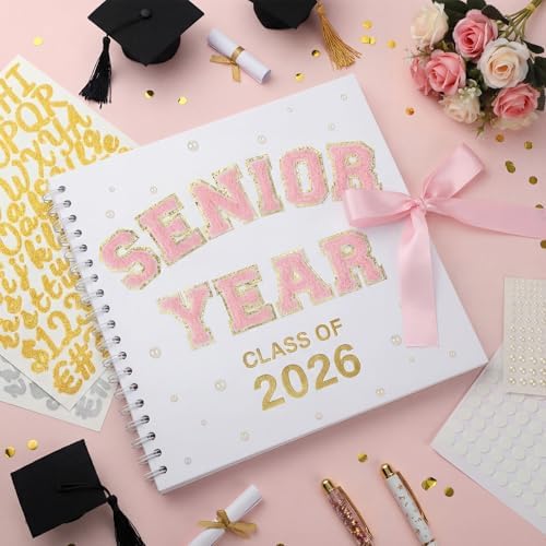 Tenceur Senior 2026 Graduation Scrapbook Kit 10 x 10 Inch Class of 2026 DIY Memory Photo Book with Letter Stickers Graduation Gift for Senior 2026 Students
