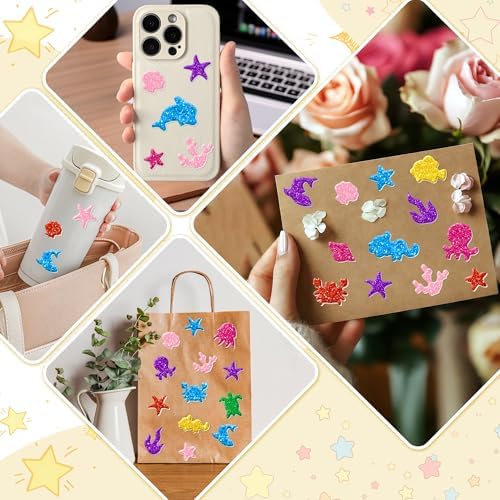 Foam Stickers, 651 PCS 3D Glitter Foam Ocean Sea Animal Stickers, 7 Colors