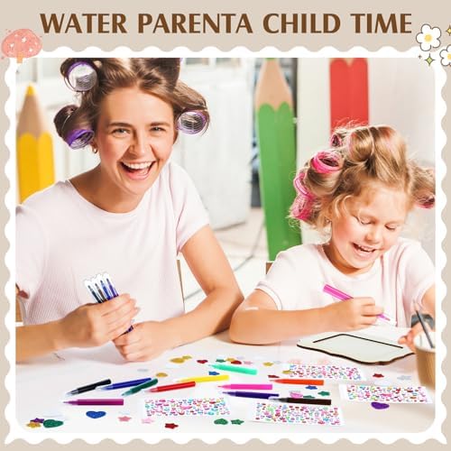 Yalikop 12 Pack Wooden Picture Frame Painting Craft Kit with Stickers DIY Craft Picture Frames for 4" x 6" Photos Unfinished Standing Photo Frame Decorate for Mother's Day DIY Crafts Gift