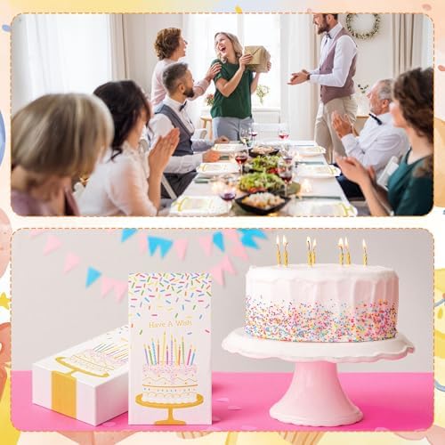 50 Have a Wish Cocktail Napkins 3-ply Sprinkle Happy Birthday Disposable Pastel Paper Confetti Napkins for Holiday Party Supplies (Birthday Cake)