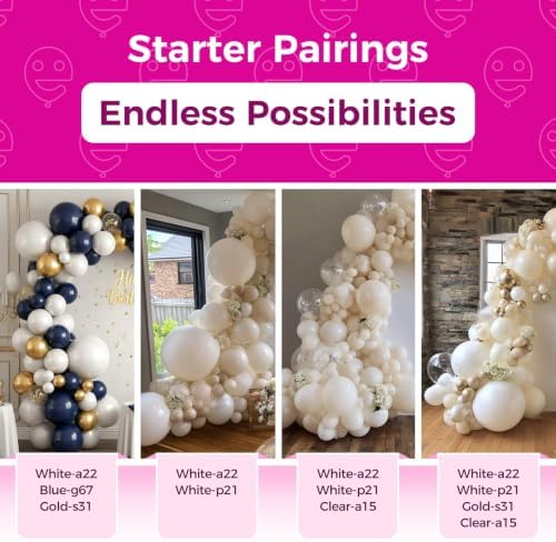 Bezente Pearl White Balloons Latex Party Balloons 100 Pack 12 inch