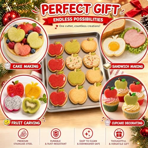Apple Cookie Cutters for Teacher's Day Party, 5 Pack (Apple)