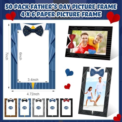 AmazingSpark 50 Pack Paper Photo Frames 4x6, Easel Picture Frame Cards