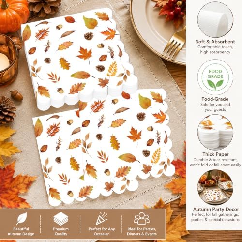 40PCS Fall Paper Plates and Napkins Set