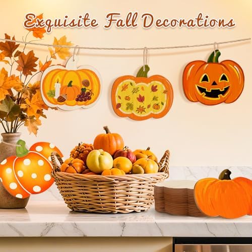 36 Pack Unfinished Wooden Pumpkins Wood Cutouts Crafts to Paint