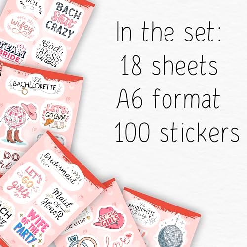 100Pcs Bachelorette Stickers for Scrapbooking, Bride Stickers for Water Bottle - Bachelorette Party Supplies - Gift for Women & Men