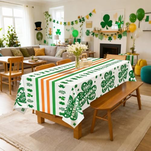 2Pack St. Patrick's Day Tablecloth Disposable Lucky Irish Party Decoration