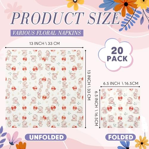 Crtiin 20 Pack Decoupage Napkins Floral Cocktail Decorative Paper Napkins