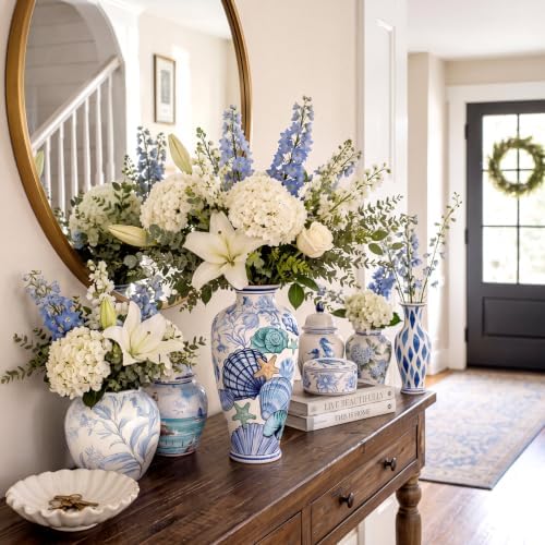 Yexiya 24 Sheet 24 Style Blue White Coastal Paper Napkins for Decoupage