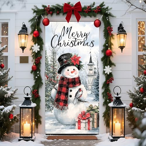 Christmas Door Cover Banner for Front Door Porch Winter Holiday Decor