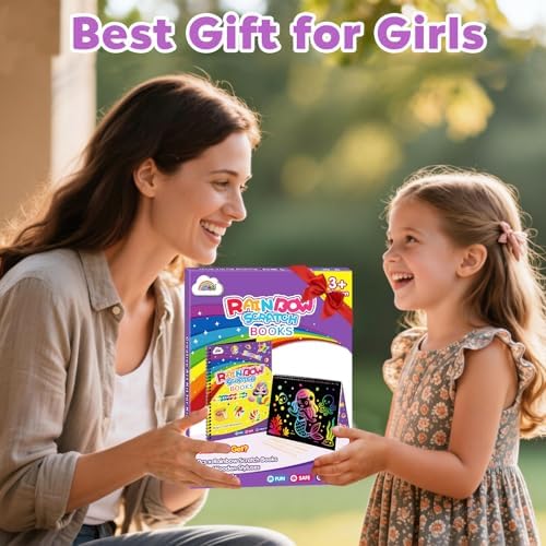 ZMLM Scratch Paper Art-Crafts Gift: 2 Pack Rainbow Notebooks Supplies Toys