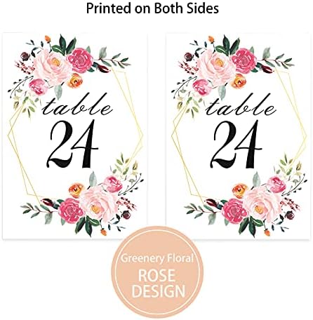 26 PCS Table Number Holder - Table Card Holder Stand Wire Photo Holder with 26 Pcs Floral Table Number Cards, Place Card Holder Stand for Weddings Party Office Paper Memo Menu Note Clips