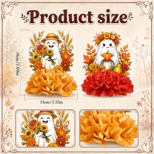 AmazingSpark 9 Pcs Fall Paper Honeycomb Ghost Spooky Centerpieces for Table