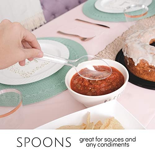 Plasticpro Disposable Plastic Serving Utensils Set of 12, 3 Spoons, 3 Forks 3 Knives, 3 Sifting Spoons, Clear Heavyweight