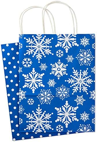 Hallmark 13" Large Gift Bag Assortment, Holiday Icons (12 Paper Gift Bags in Assorted Designs for Hanukkah or Christmas | Stripes, Polka Dots, Snowflakes, Christmas Trees)