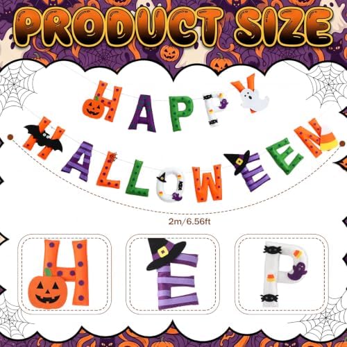 Mindsoft 2 Pcs Happy Halloween Felt Garland 6.56 ft Halloween Decorations
