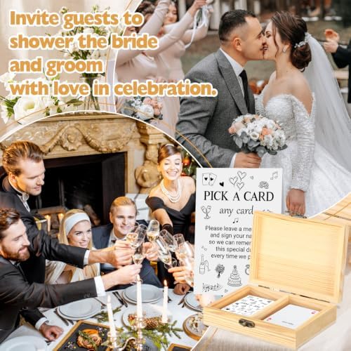 AceOrbit 57 Pack Wedding Party Guest Book Playing Cards Set with Wooden Box