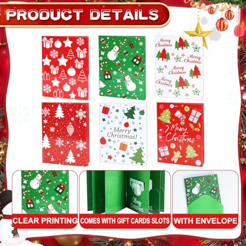 6 Set/30 Slots Christmas Gift Card Booklet with Envelopes