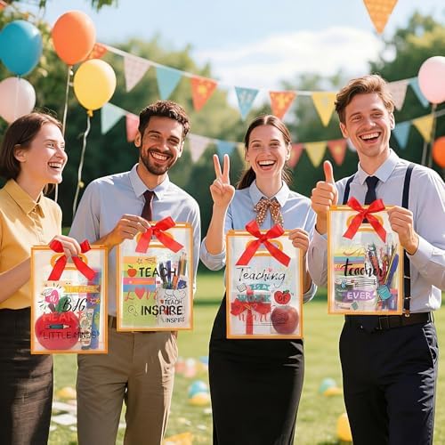 Capoda 24 Pack Teacher Appreciation Gift Bags with Handles, Large Reusable Plastic Party Favor Bags, Classroom Treat & Prize Goody Bag for Back to School, End of Year, Staff Events