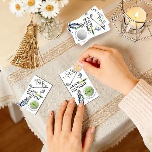 TOUNER 50Pcs Let's Par Tee Birthday Scratch Off Game Cards, Men Golf Scratch Cards for Father's Day Family Gathering Summer Birthday Retirement Party Lottery Prize Raffle Tickets Business Promotion