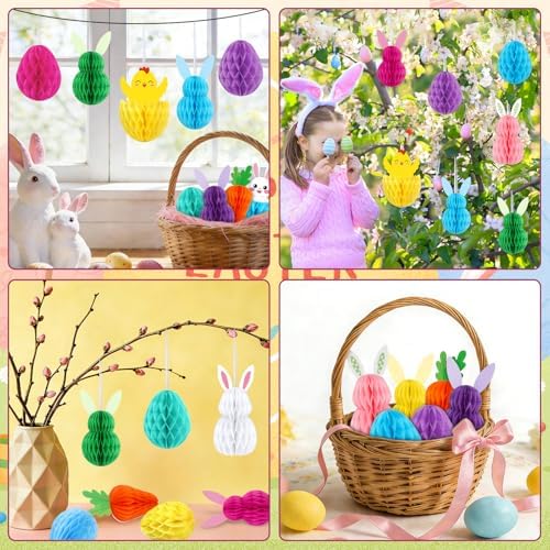 15 Pcs Easter Honeycomb Hanging Decorations Spring Party Decor