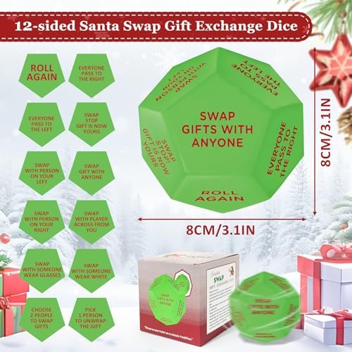 Santa Swap Gift Exchange Dice,2026 New-3 * 3in Exchange Gifts Family Game,Stocking Stuffers for Men Women, Anniversary Christmas Birthday Gifts for Men Women, Large Dice Party Gifts for Xmas