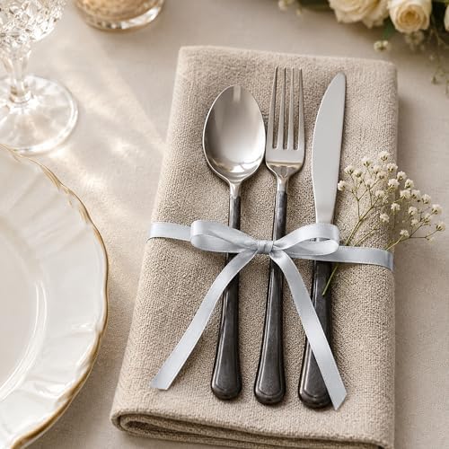 3/8In 30Yards Thin Silver Ribbon for Gift Wrapping Christmas Wedding Decor