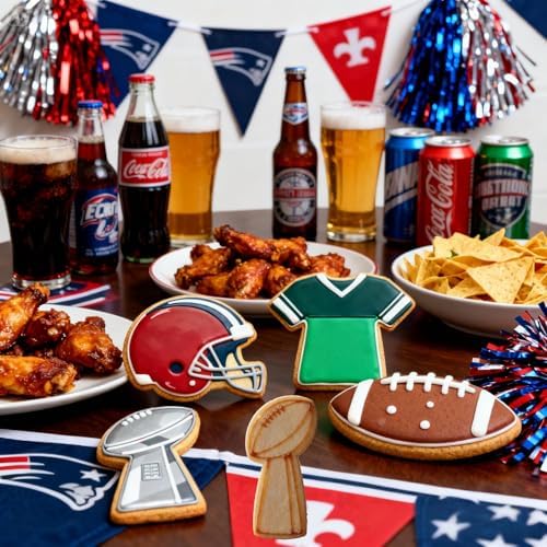 Football Cookie Cutters Set 4 Pcs, Stainless Steel Gameday Shapes