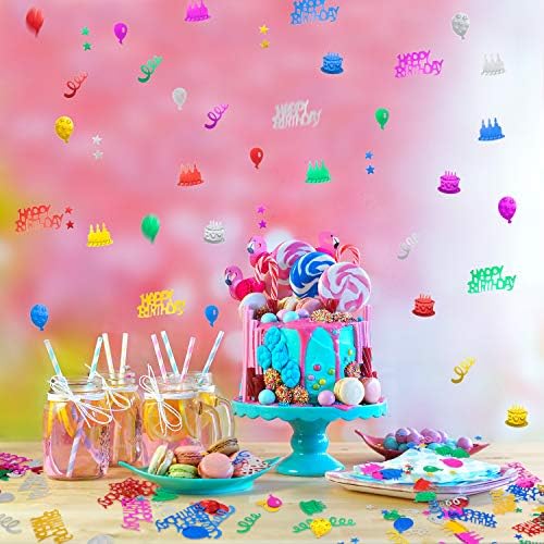 WILLBOND 3000 Pieces Birthday Confetti Metallic Foil Balloon Cake Star