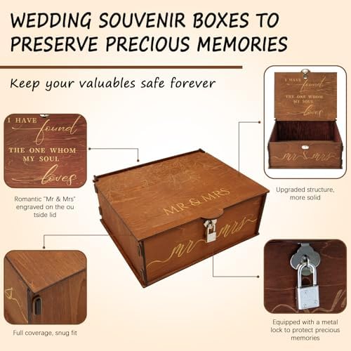 OurWarm Large Wedding Keepsake Box With Lock, Bridal Shower Gifts