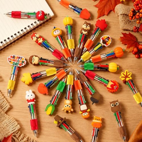 48PCS Thanksgiving Fun Pens Cute Autumn 4-in-1 Multicolor Gift Pens Bulk