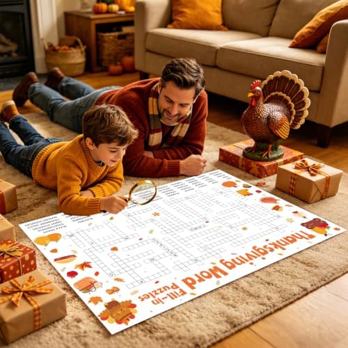 Giant Thanksgiving Word Fill-in Puzzles Game for Family Office Large Group