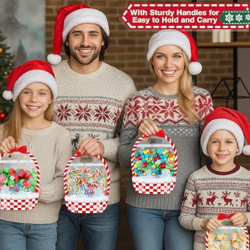 Fuutreo 50 Pcs Winter Gift Bags, Clear Snowflake Resealable Plastic Pouches