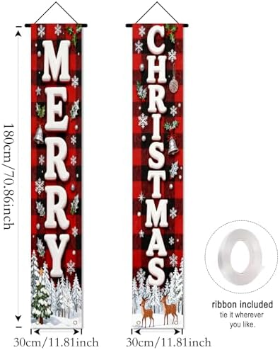 Nuxovilar Front Door Porch Sign Entrance Banner Set 12x71in Polyester