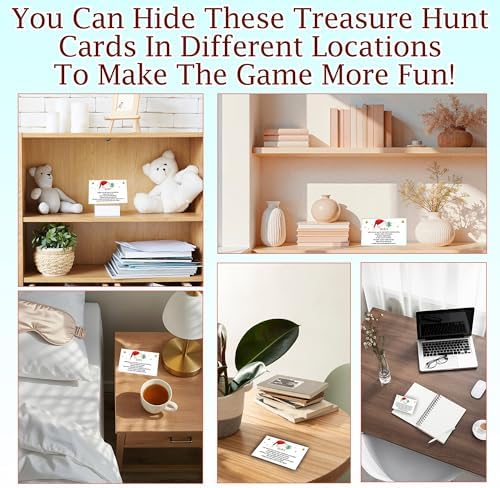 Christmas Scavenger Hunt Games Set, Xmas Treasure Hunt Clue Games for Friends Family, Winter Holiday Activities for Large Groups, Christmas Holiday Party Supplies Decorations, 01